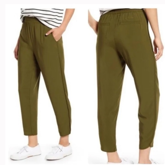 Madewell Dolphin Hem Track Trousers, Olive - Picture 1 of 6